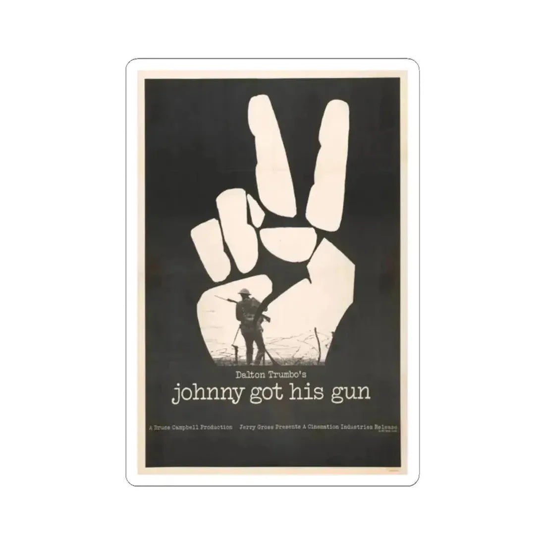 JOHNNY GOT HIS GUN 1971 Movie Poster - STICKER Vinyl Kiss-Cut Decal 2 Inch White - The Sticker Space