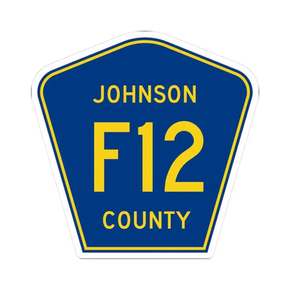 Johnson County Route F12 IA (Iowa) (Road Sign) STICKER Vinyl Kiss-Cut Decal 3 Inch White - The Sticker Space