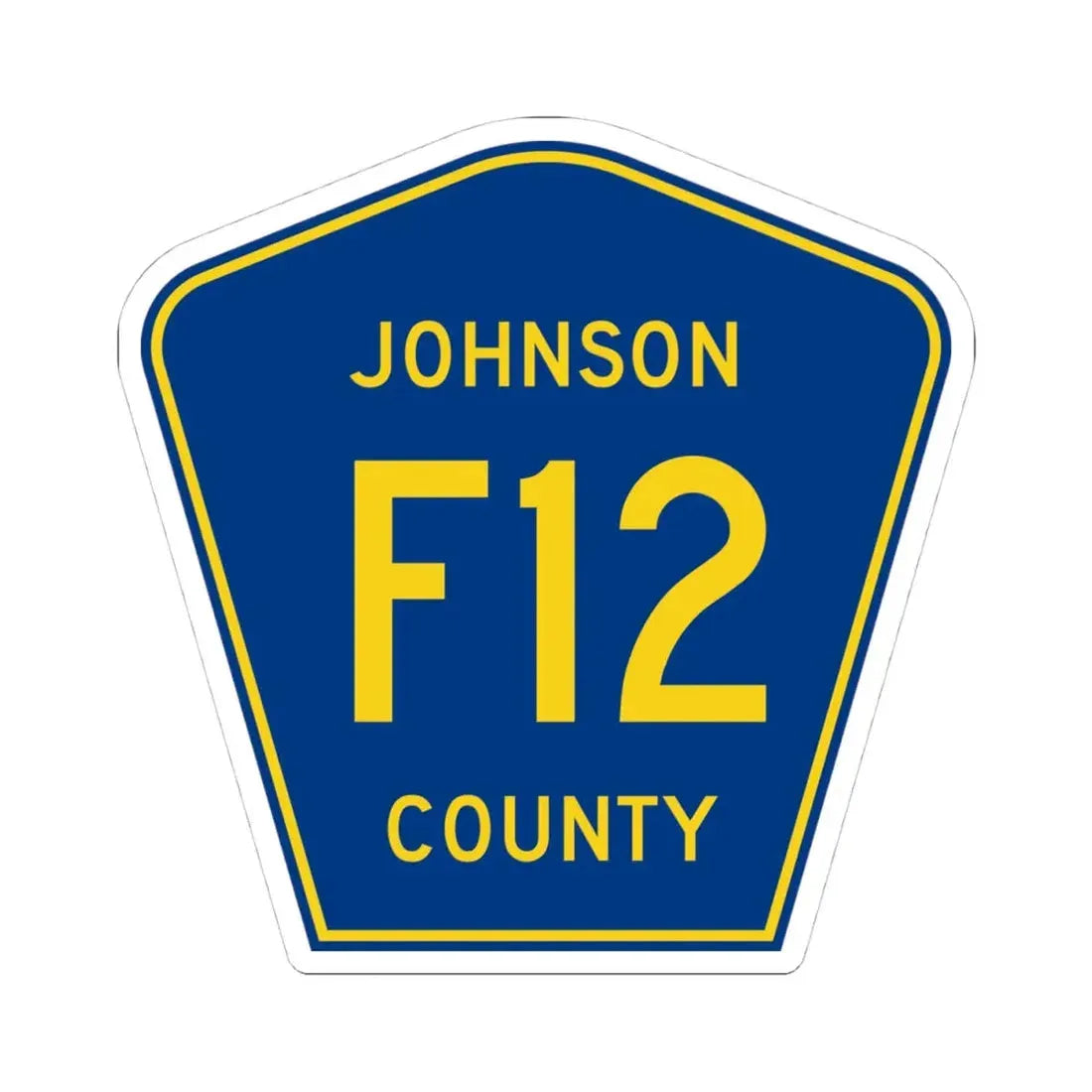 Johnson County Route F12 IA (Iowa) (Road Sign) STICKER Vinyl Kiss-Cut Decal 4 Inch White - The Sticker Space