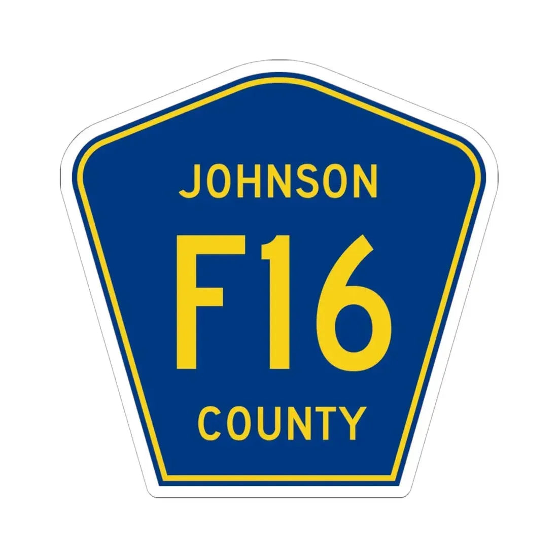 Johnson County Route F16 IA (Iowa) (Road Sign) STICKER Vinyl Kiss-Cut Decal 6 Inch White - The Sticker Space