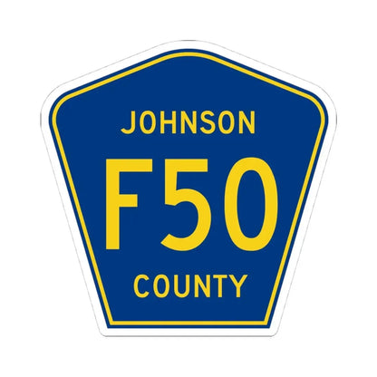 Johnson County Route F50 IA (Iowa) (Road Sign) STICKER Vinyl Kiss-Cut Decal 4 Inch White - The Sticker Space