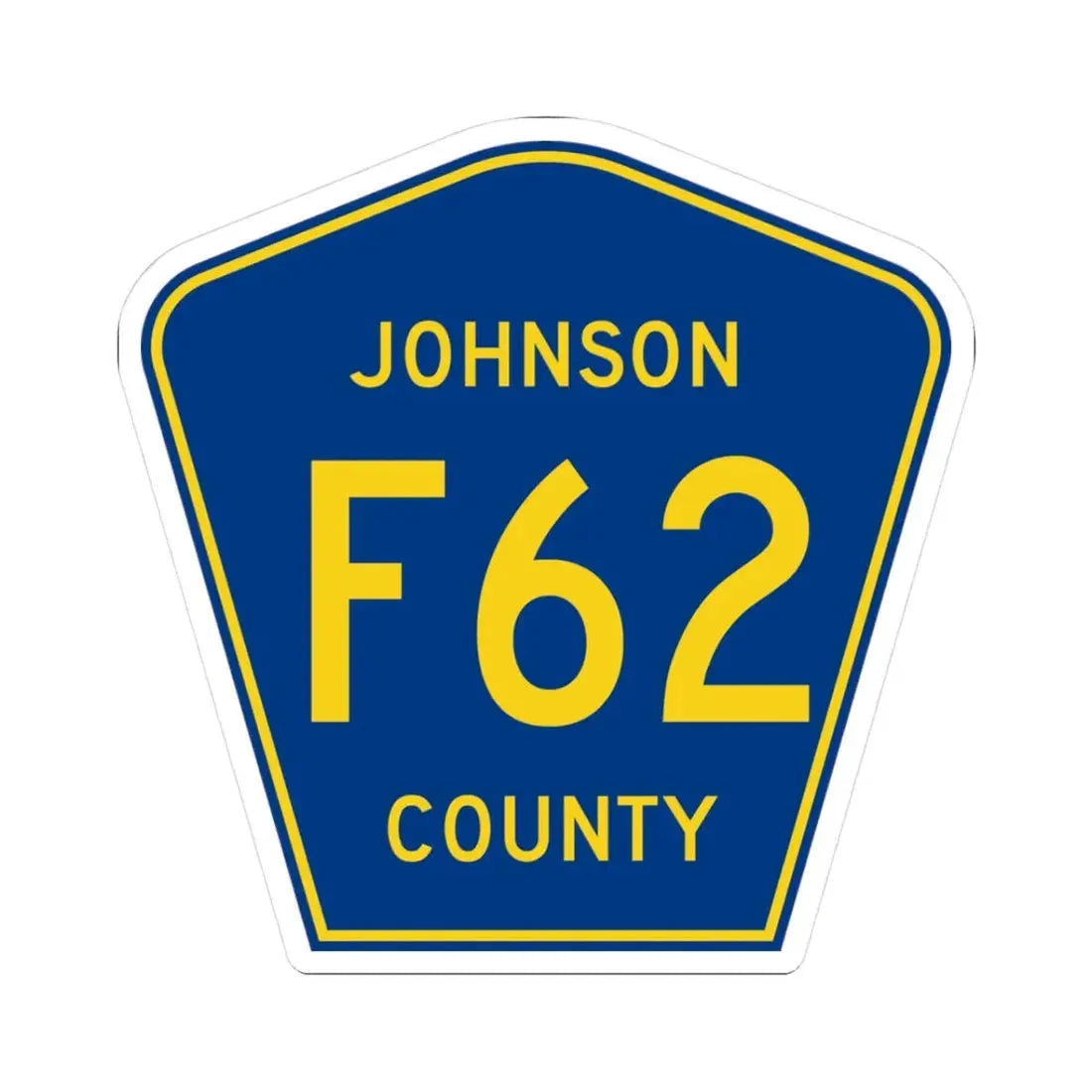 Johnson County Route F62 IA (Iowa) (Road Sign) STICKER Vinyl Kiss-Cut Decal 3 Inch White - The Sticker Space
