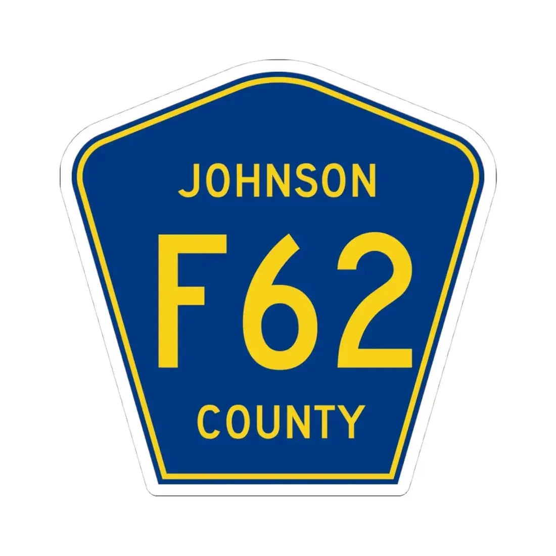 Johnson County Route F62 IA (Iowa) (Road Sign) STICKER Vinyl Kiss-Cut Decal 4 Inch White - The Sticker Space