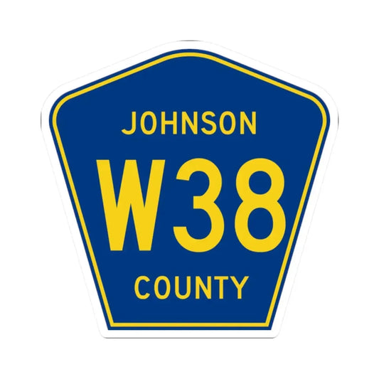 Johnson County Route W38 IA (Iowa) (Road Sign) STICKER Vinyl Kiss-Cut Decal 2 Inch White - The Sticker Space