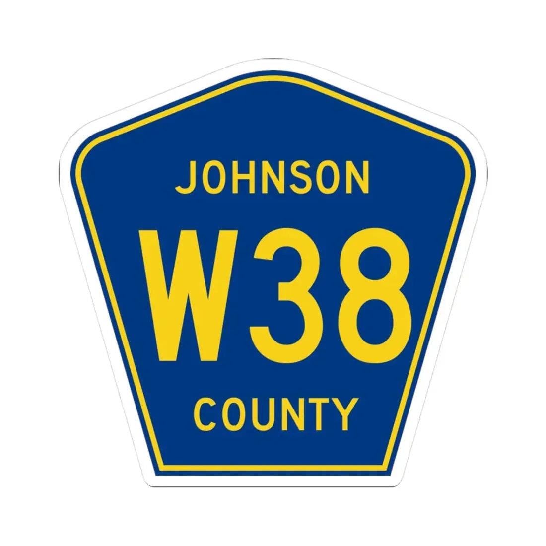 Johnson County Route W38 IA (Iowa) (Road Sign) STICKER Vinyl Kiss-Cut Decal 3 Inch White - The Sticker Space