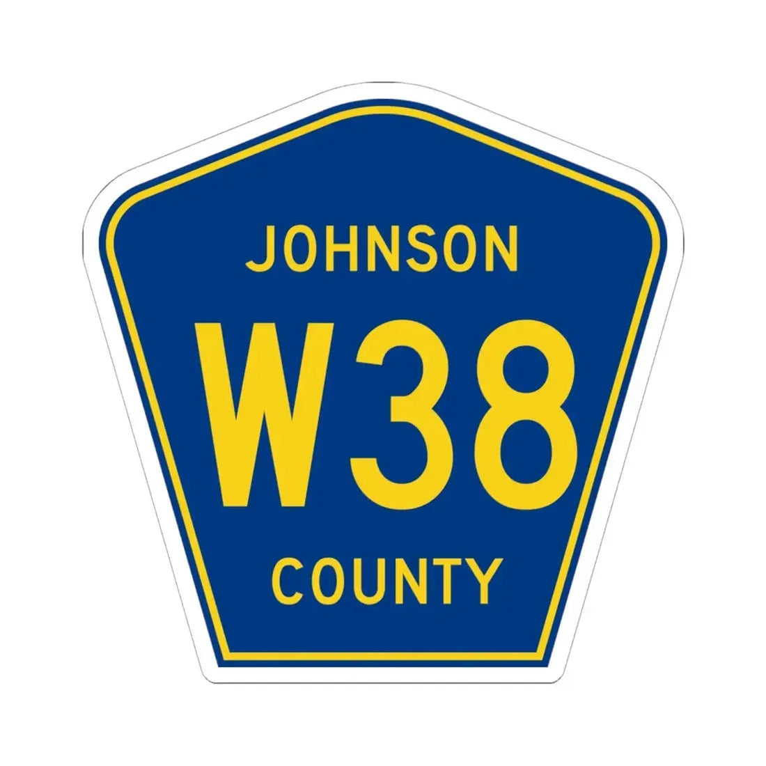 Johnson County Route W38 IA (Iowa) (Road Sign) STICKER Vinyl Kiss-Cut Decal 6 Inch White - The Sticker Space