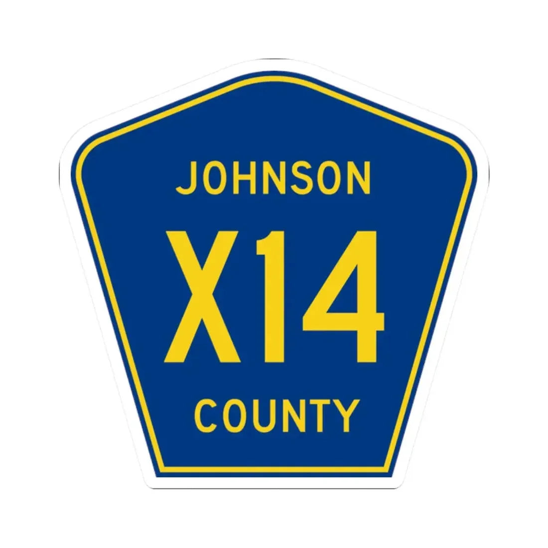 Johnson County Route X14 IA (Iowa) (Road Sign) STICKER Vinyl Kiss-Cut Decal 2 Inch White - The Sticker Space