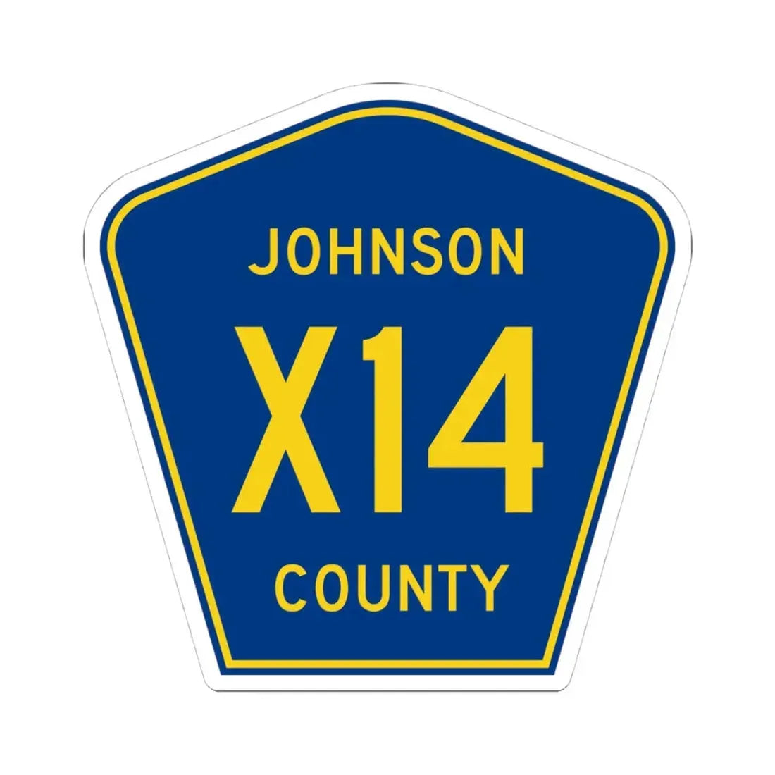 Johnson County Route X14 IA (Iowa) (Road Sign) STICKER Vinyl Kiss-Cut Decal 4 Inch White - The Sticker Space