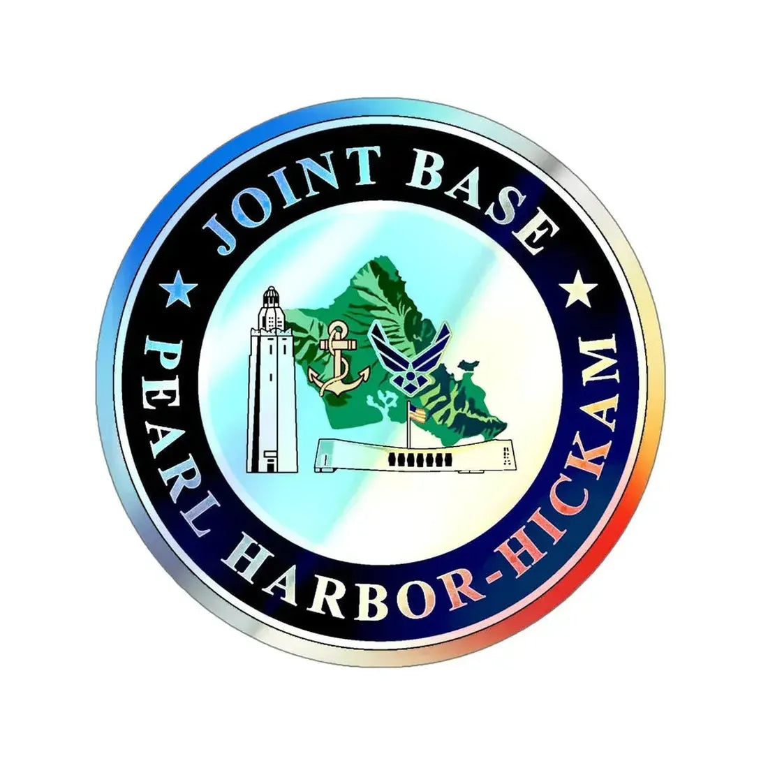 Joint Base Pearl Harbor Hickam (U.S. Navy) Holographic STICKER Die-Cut Vinyl Decal 5 Inch Holographic - The Sticker Space