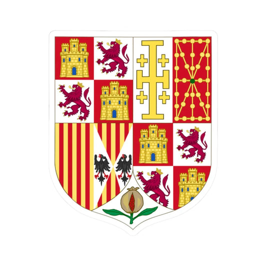 Joint Lesser Royal Arms of Charles I and Joanna as Spanish Monarchs (Spain) (Coat of Arms) STICKER Vinyl Kiss-Cut Decal 2 Inch White - The Sticker Space