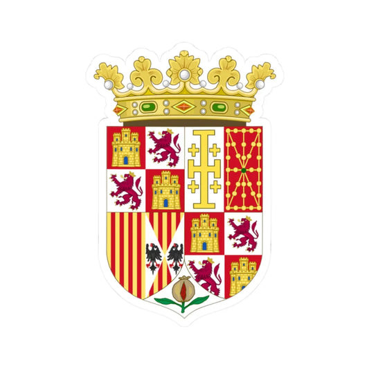 Joint Lesser Royal Coat of Arms of Charles I and Joanna as Spanish Monarchs (Spain) (Coat of Arms) STICKER Vinyl Kiss-Cut Decal 2 Inch White - The Sticker Space