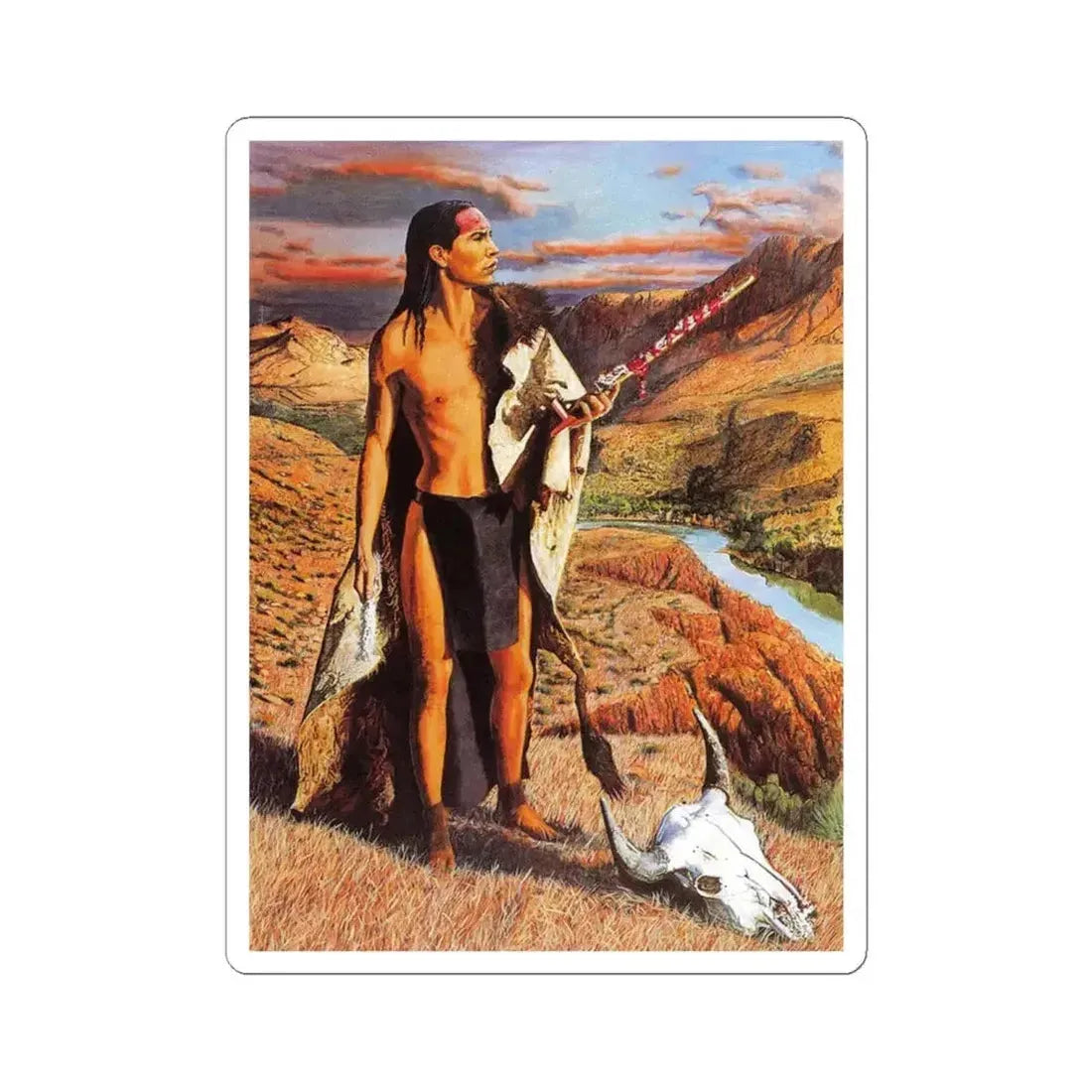 Jonathan Smith - Warrior, Comanche 1800-74 (Native Americans in Art) STICKER Vinyl Kiss-Cut Decal 6 Inch White - The Sticker Space