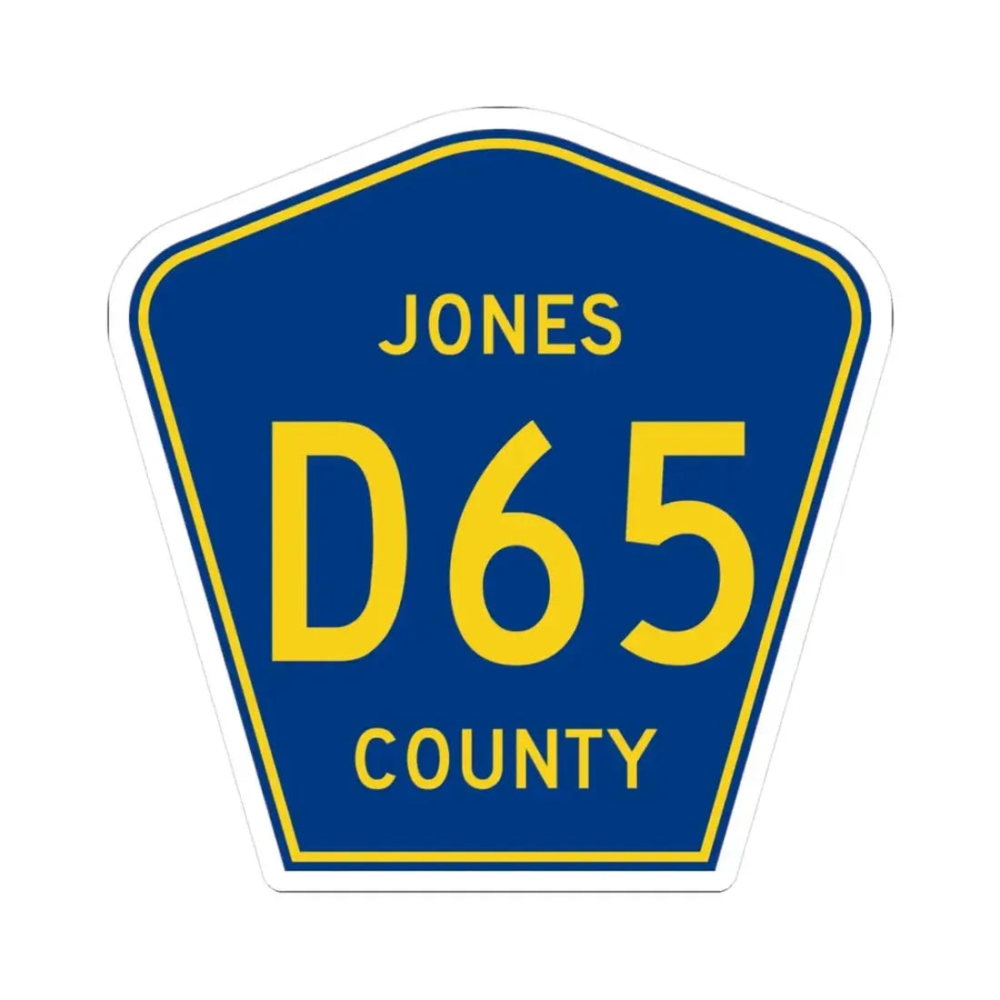 Jones County Route D65 IA (Iowa) (Road Sign) STICKER Vinyl Kiss-Cut Decal 3 Inch White - The Sticker Space