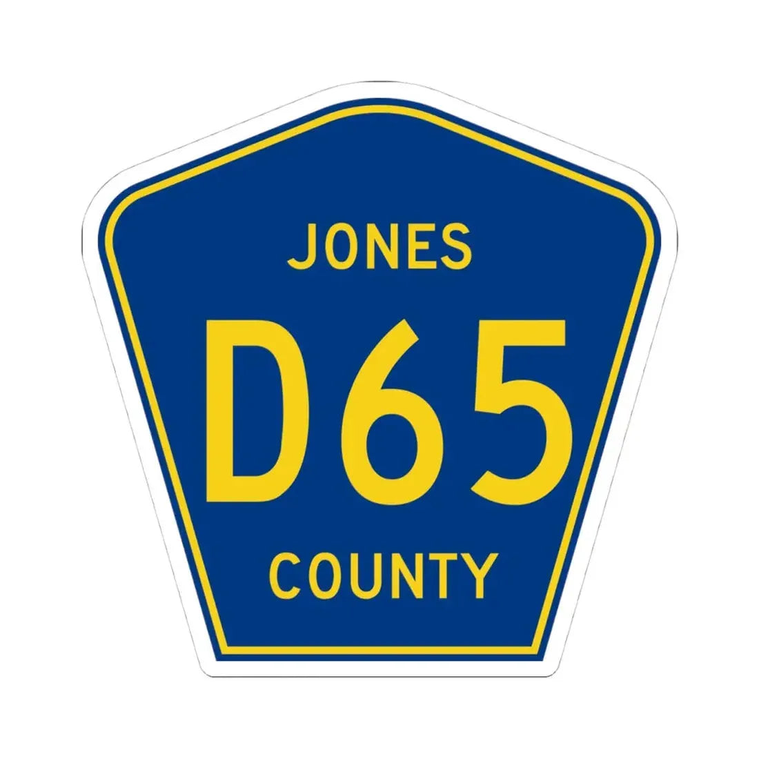 Jones County Route D65 IA (Iowa) (Road Sign) STICKER Vinyl Kiss-Cut Decal 4 Inch White - The Sticker Space