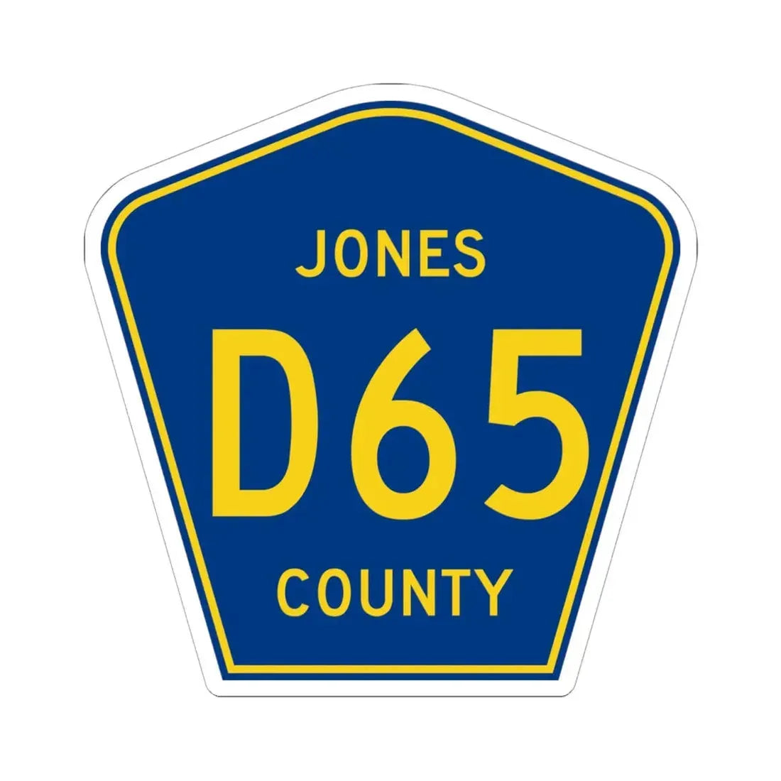 Jones County Route D65 IA (Iowa) (Road Sign) STICKER Vinyl Kiss-Cut Decal 6 Inch White - The Sticker Space