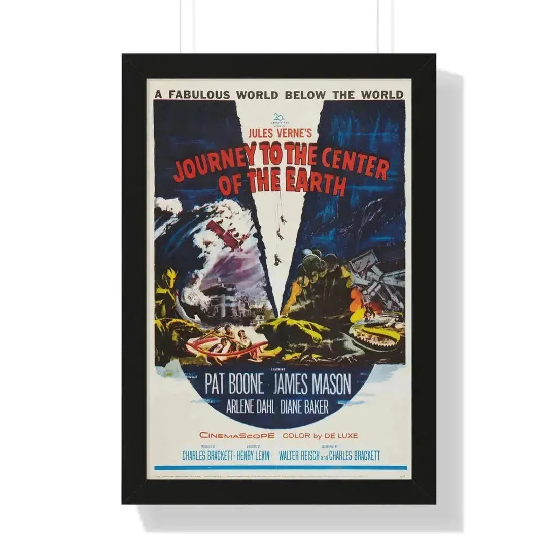 JOURNEY TO THE CENTER OF THE EARTH 1959 - Framed Movie Poster 16″ x 24″ Black - The Sticker Space