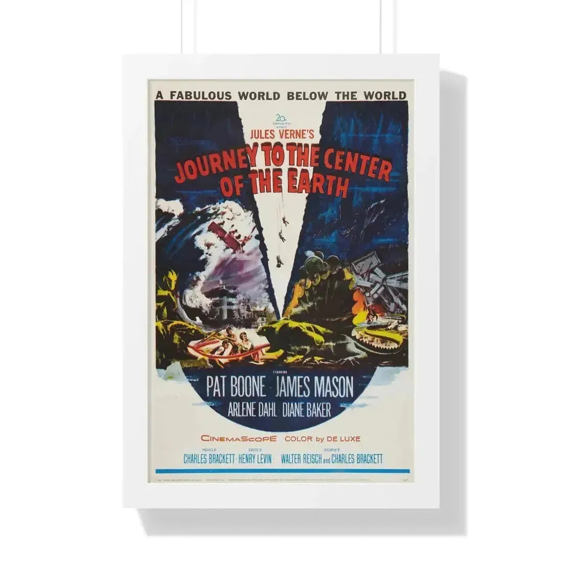 JOURNEY TO THE CENTER OF THE EARTH 1959 - Framed Movie Poster 16″ x 24″ White - The Sticker Space