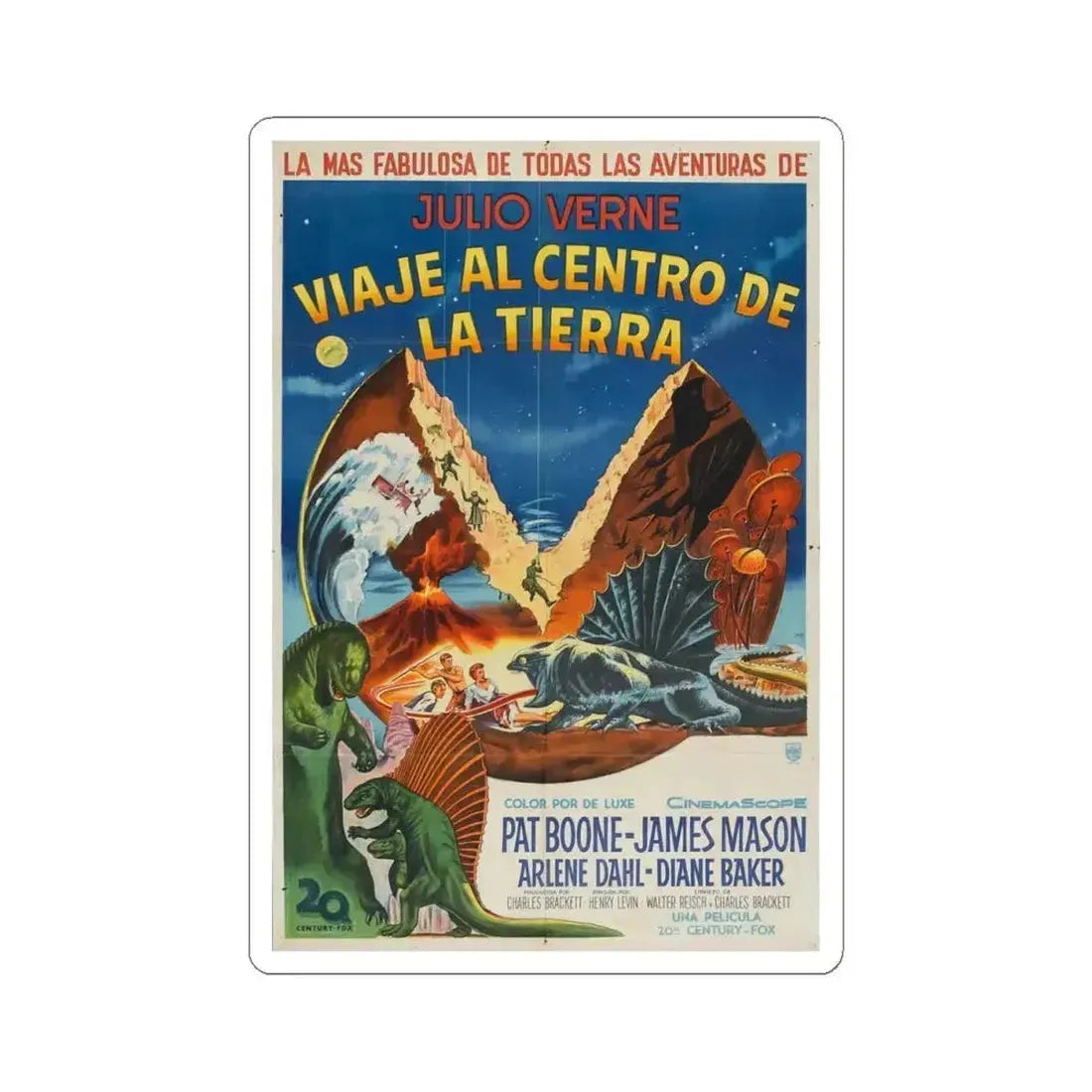 JOURNEY TO THE CENTER OF THE EARTH (MEXICAN) 1959 Movie Poster - STICKER Vinyl Kiss-Cut Decal 4 Inch White - The Sticker Space