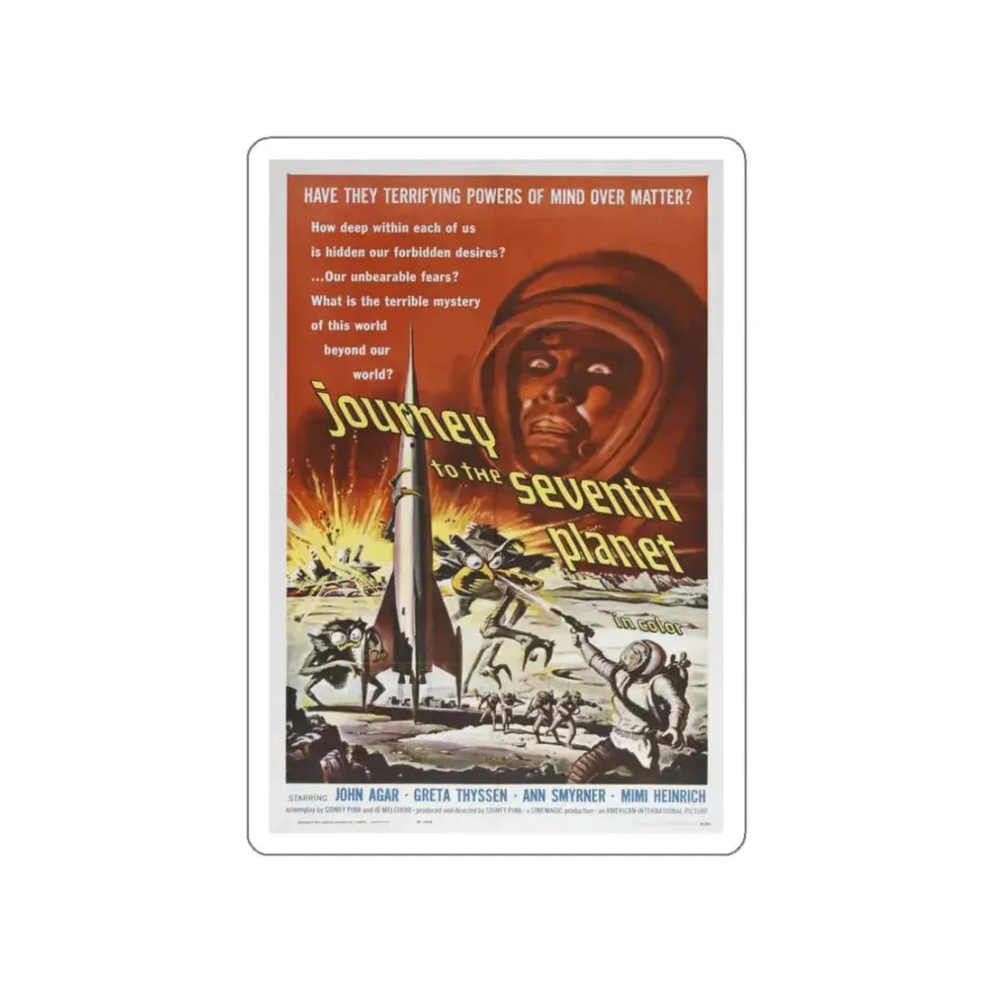 JOURNEY TO THE SEVENTH PLANET 1962 Movie Poster STICKER Vinyl Die-Cut Decal 3 Inch - The Sticker Space