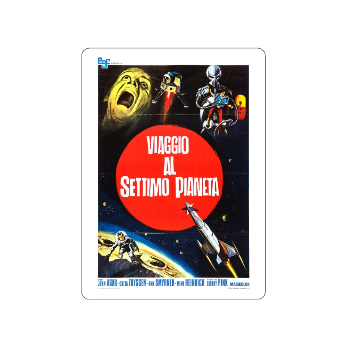 JOURNEY TO THE SEVENTH PLANET (ITALIAN) 2 1962 Movie Poster STICKER Vinyl Die-Cut Decal-2 Inch-The Sticker Space