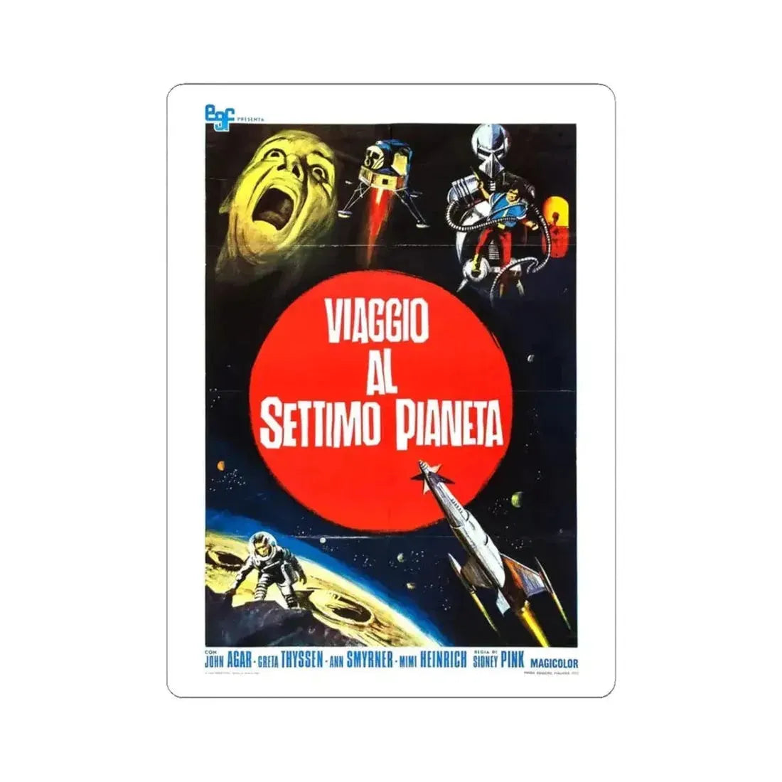 JOURNEY TO THE SEVENTH PLANET (ITALIAN) 2 1962 Movie Poster - STICKER Vinyl Kiss-Cut Decal 3 Inch White - The Sticker Space