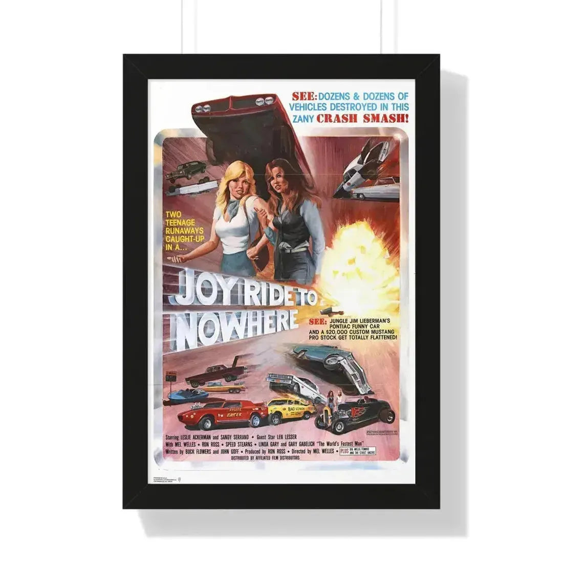 JOYRIDE TO NOWHERE 1977 - Framed Movie Poster 16″ x 24″ Black - The Sticker Space