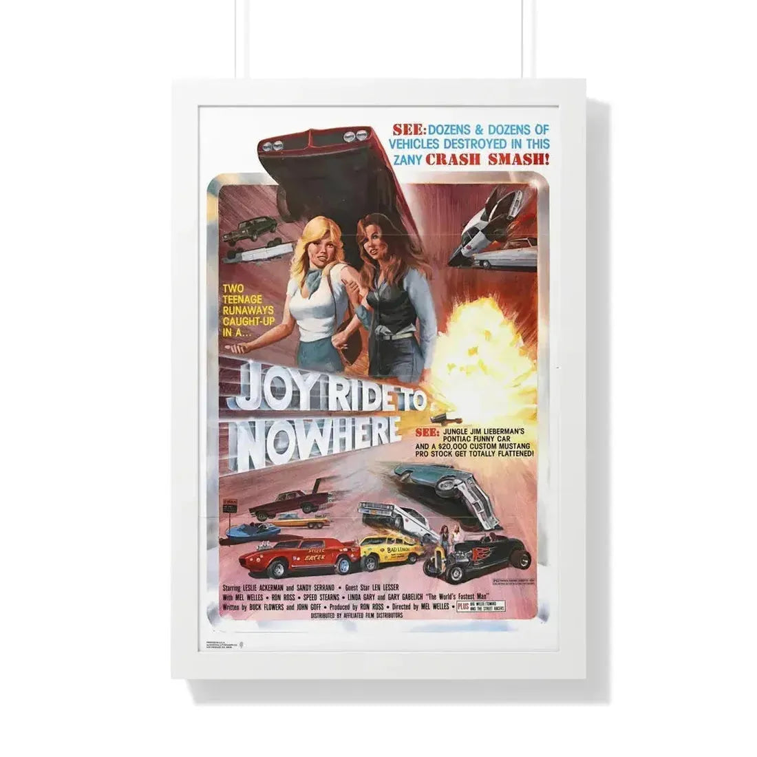 JOYRIDE TO NOWHERE 1977 - Framed Movie Poster 20" x 30" White - The Sticker Space