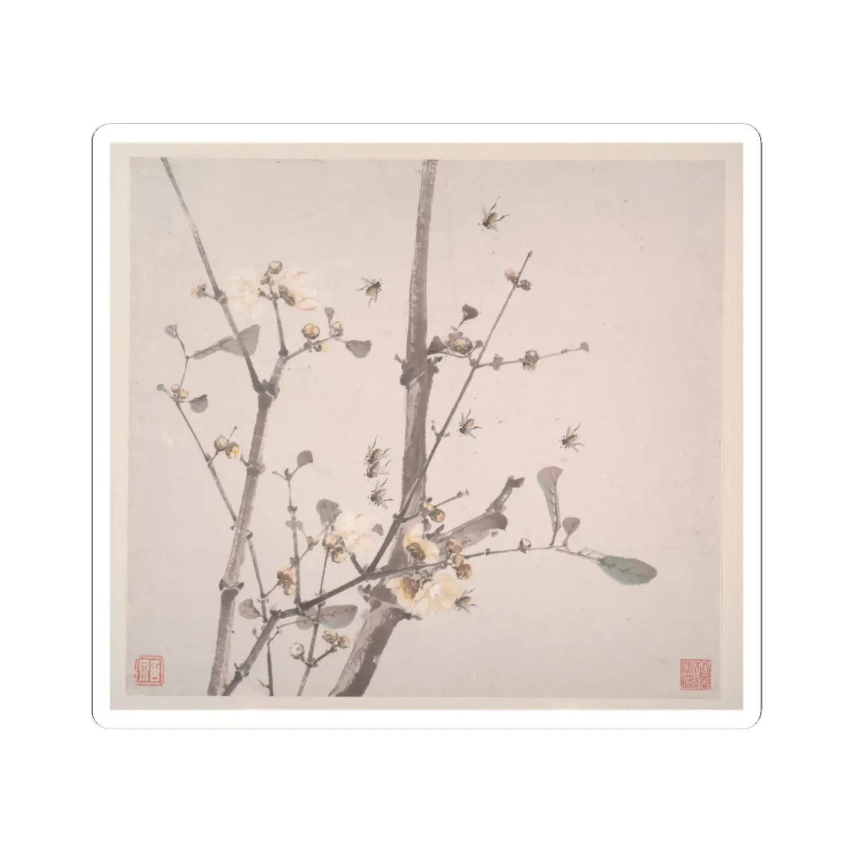 Ju Lian - Insects and Flowers - dated 1865 v1 - STICKER Vinyl Kiss-Cut Decal