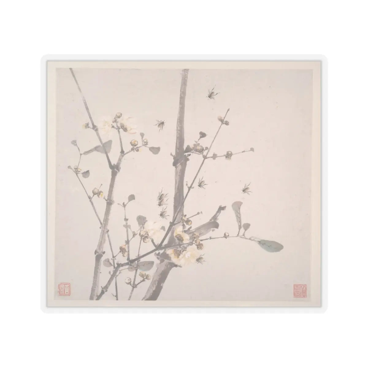 Ju Lian - Insects and Flowers - dated 1865 v1 - STICKER Vinyl Kiss-Cut Decal