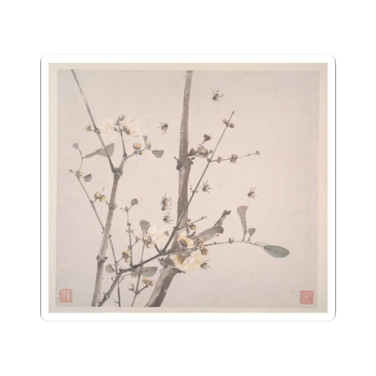Ju Lian - Insects and Flowers - dated 1865 v1 - STICKER Vinyl Kiss-Cut Decal