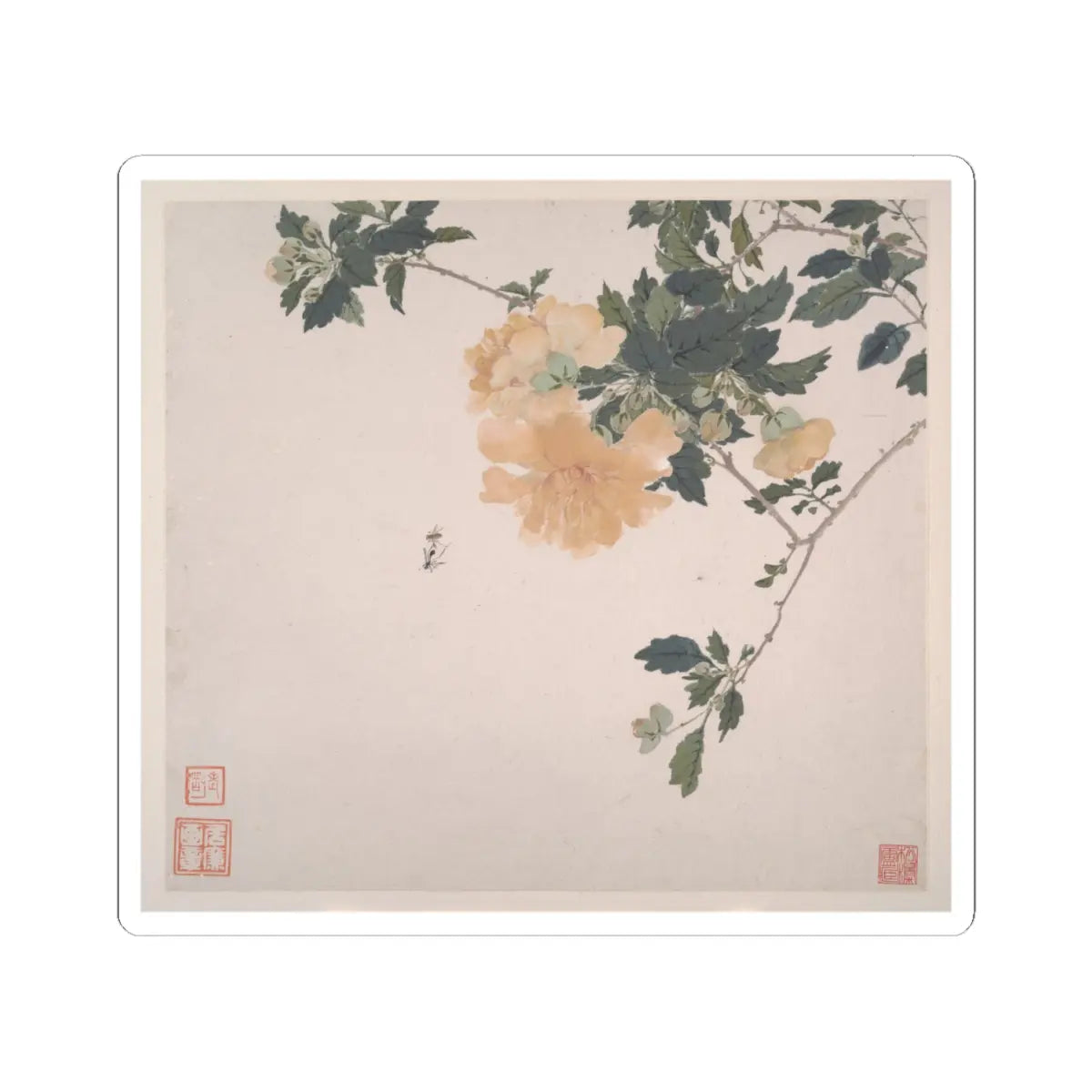 Ju Lian - Insects and Flowers - dated 1865 v3 - STICKER Vinyl Kiss-Cut Decal