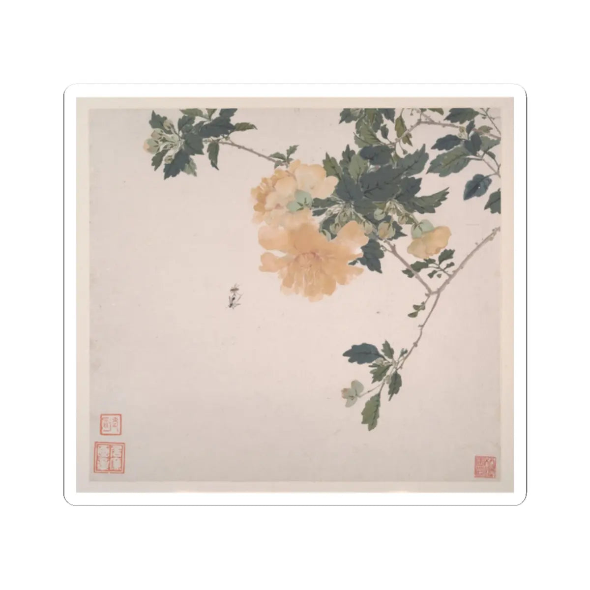 Ju Lian - Insects and Flowers - dated 1865 v3 - STICKER Vinyl Kiss-Cut Decal
