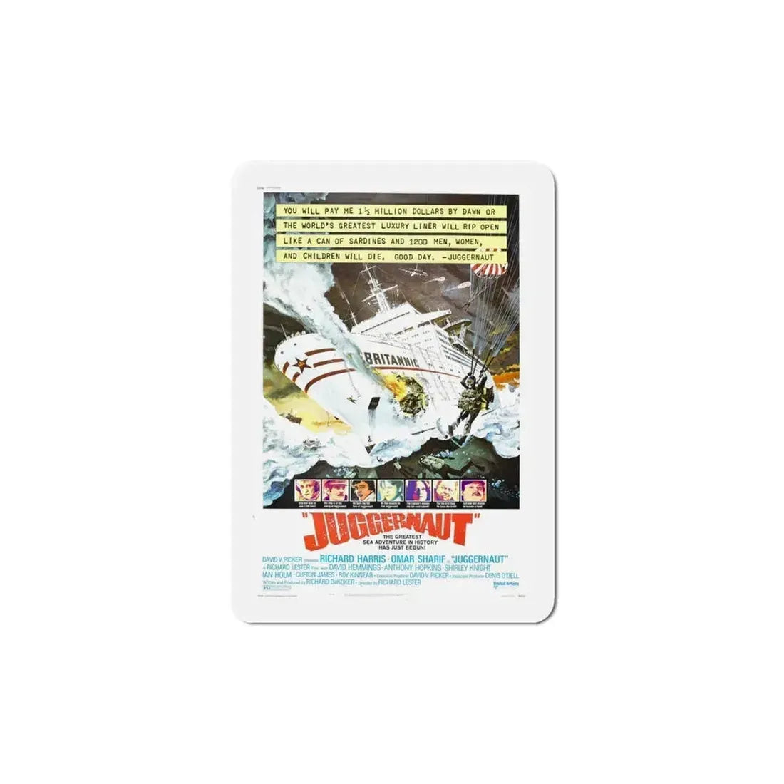 Juggernaut 1974 Movie Poster Refrigerator Magnet 6 Inch - The Sticker Space