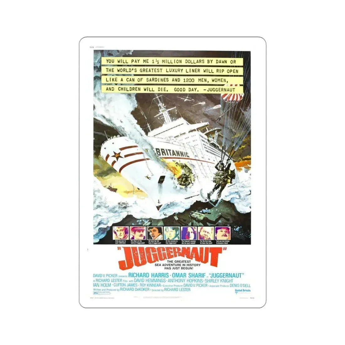 Juggernaut 1974 Movie Poster STICKER Vinyl Die-Cut Decal 4 Inch - The Sticker Space