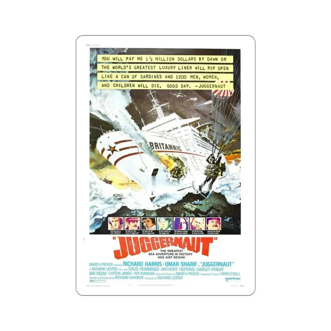 Juggernaut 1974 Movie Poster STICKER Vinyl Die-Cut Decal 6 Inch - The Sticker Space