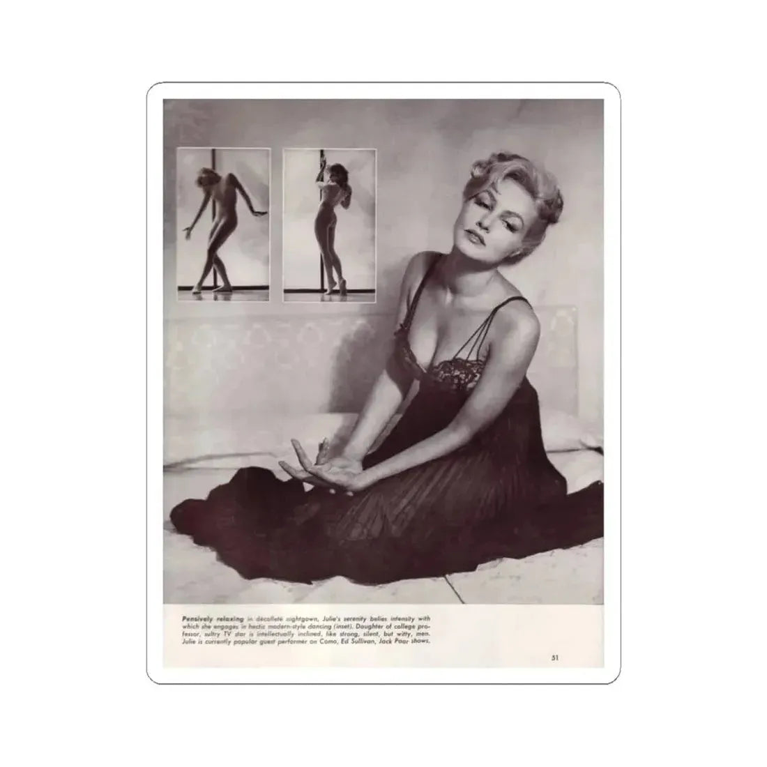 Julie Newmar #288 (Vintage Female Icon) STICKER Vinyl Kiss-Cut Decal 3 Inch White - The Sticker Space