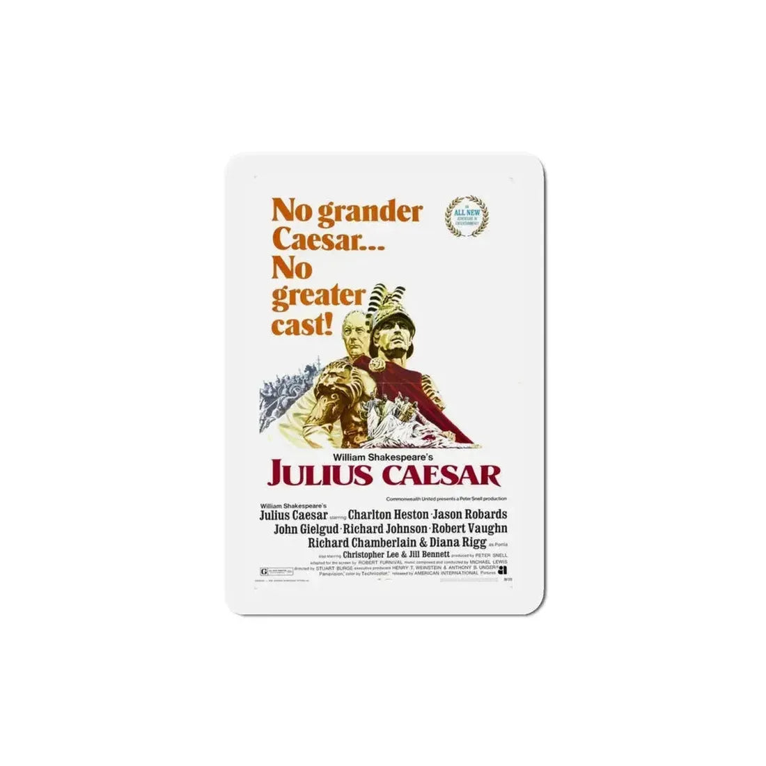 Julius Caesar 1970 Movie Poster Refrigerator Magnet 4 Inch - The Sticker Space