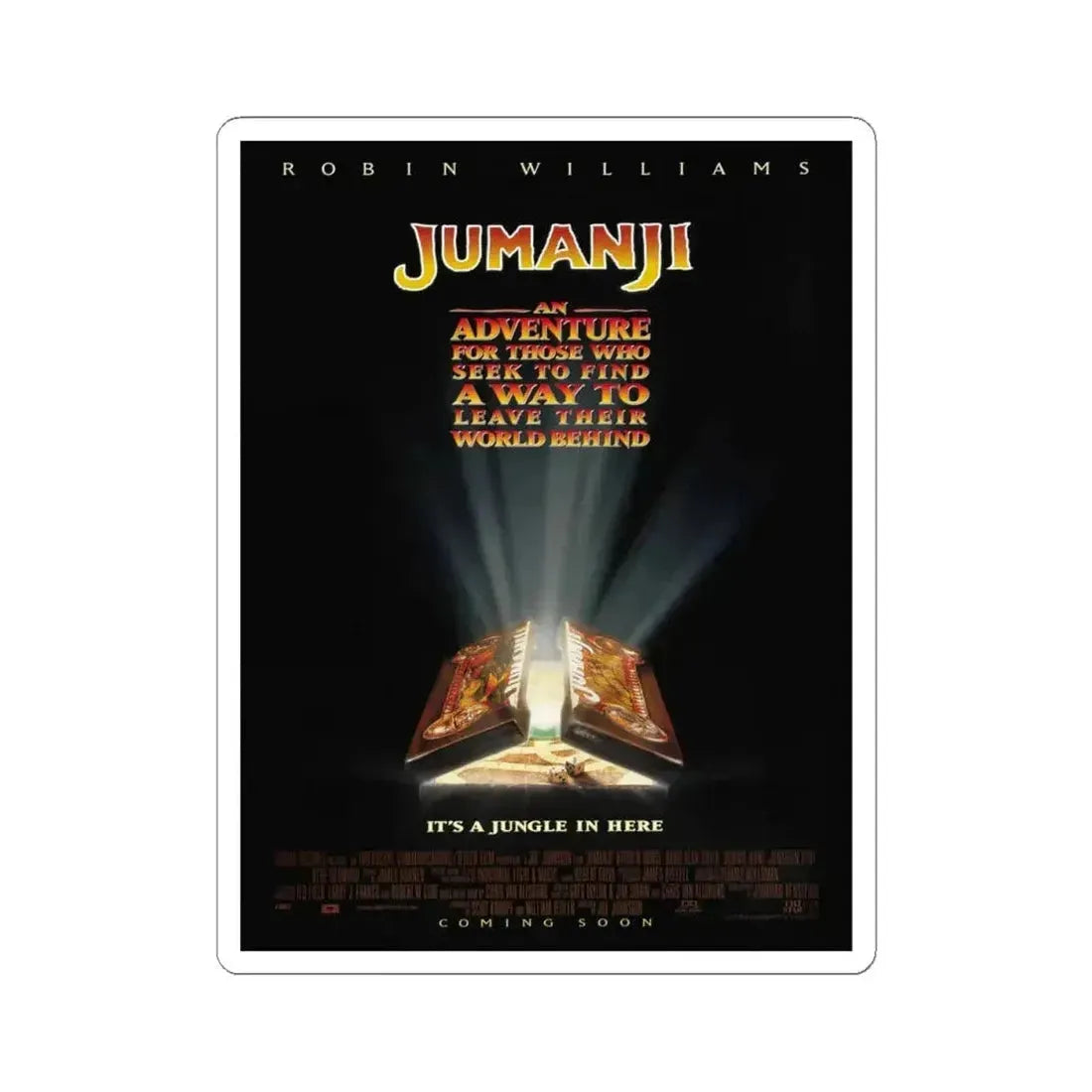 Jumanji 1995 Movie Poster - STICKER Vinyl Kiss-Cut Decal 4 Inch White - The Sticker Space