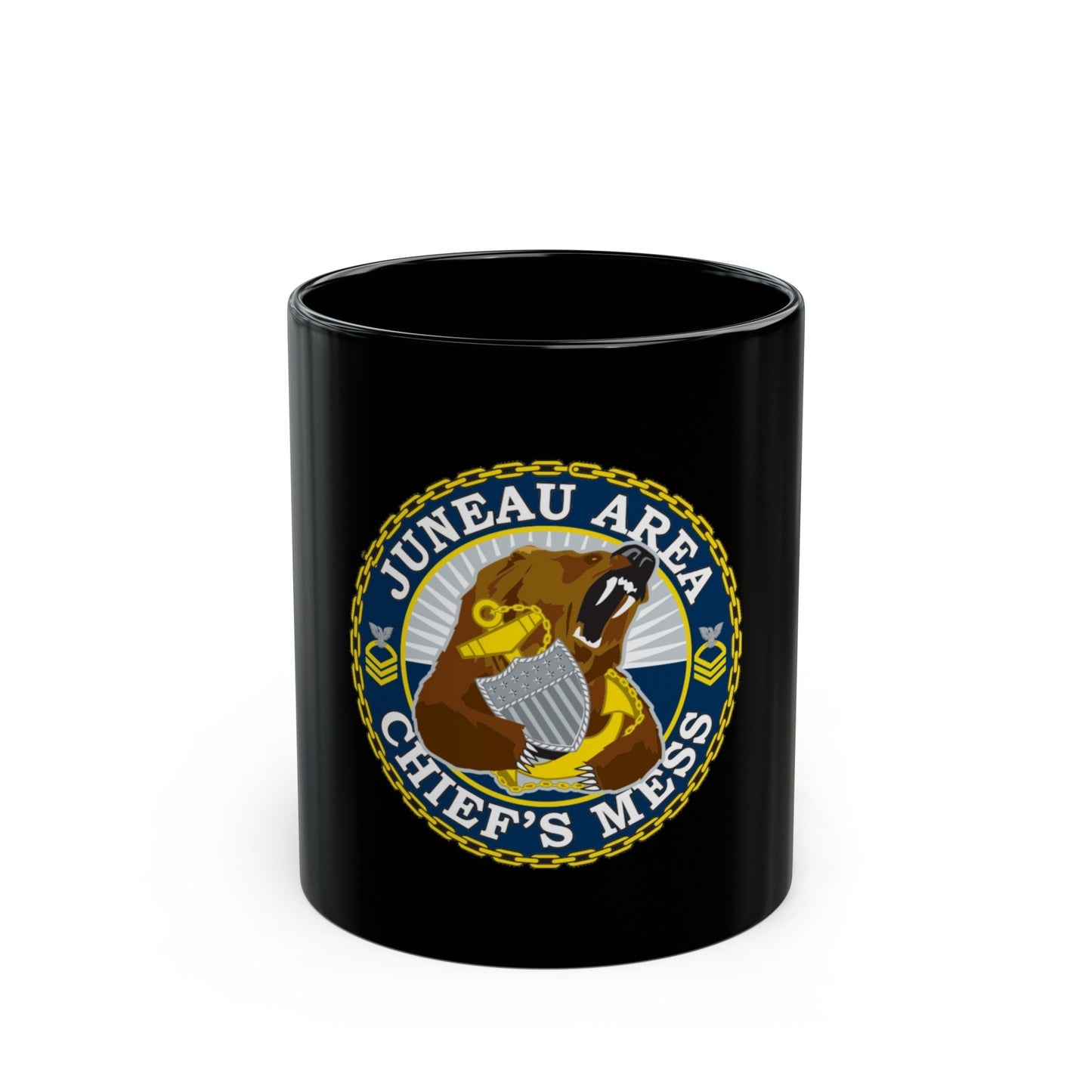 Juneau Area Chief Mess (U.S. Coast Guard) Black Coffee Mug-11oz-The Sticker Space