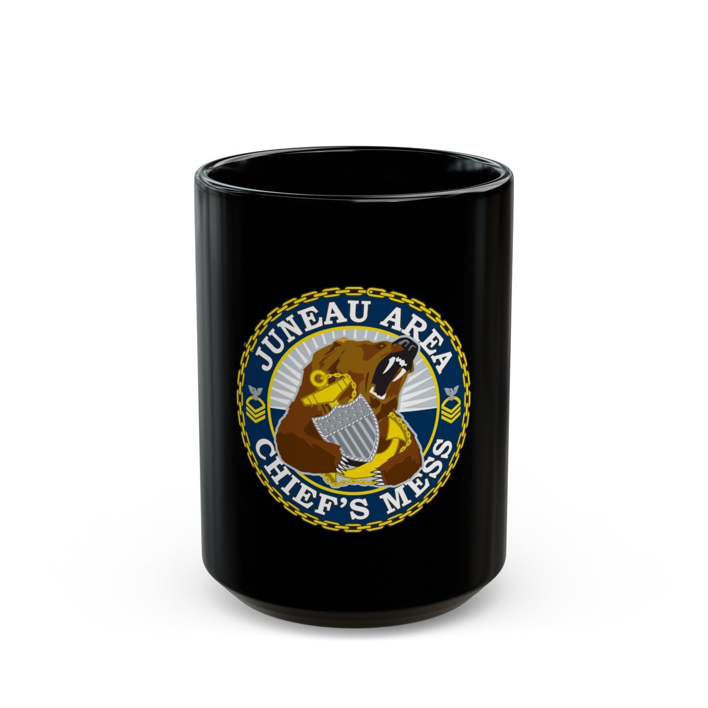 Juneau Area Chief Mess (U.S. Coast Guard) Black Coffee Mug-15oz-The Sticker Space