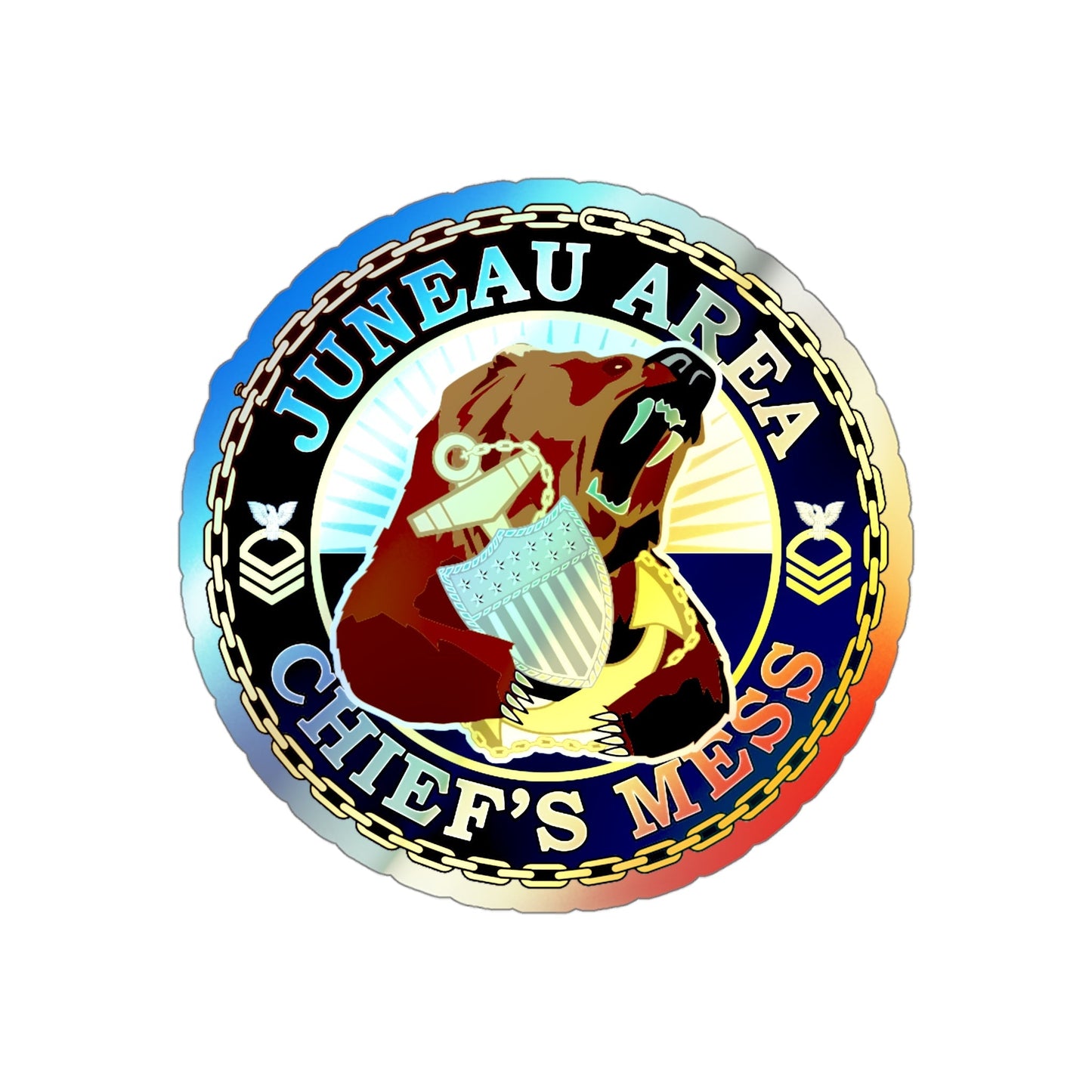 Juneau Area Chief Mess (U.S. Coast Guard) Holographic STICKER Die-Cut Vinyl Decal-4 Inch-The Sticker Space