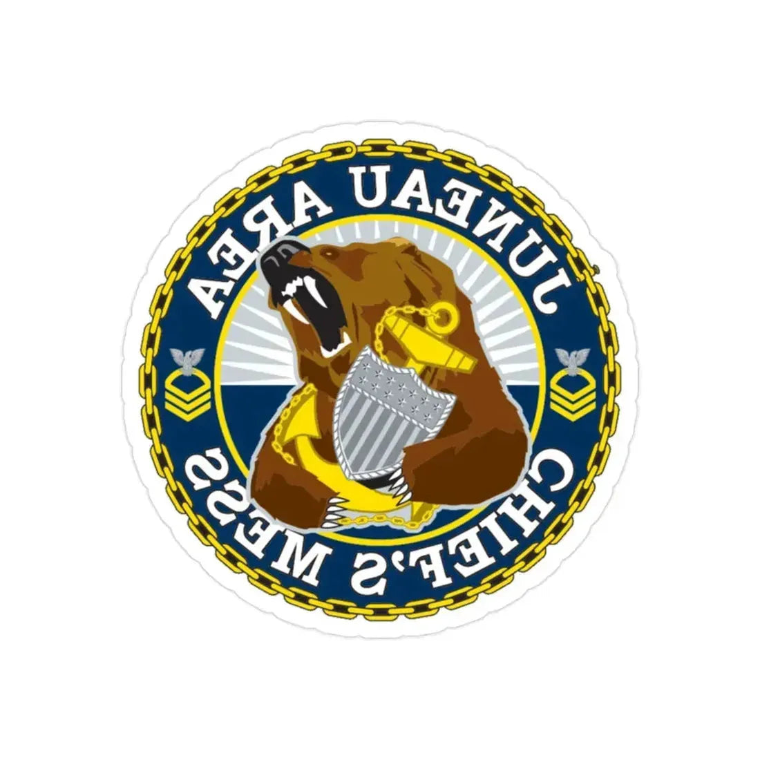 Juneau Area Chief Mess (U.S. Coast Guard) REVERSE PRINT Transparent Die-Cut STICKER 2 Inch Die-Cut Transparent - The Sticker Space