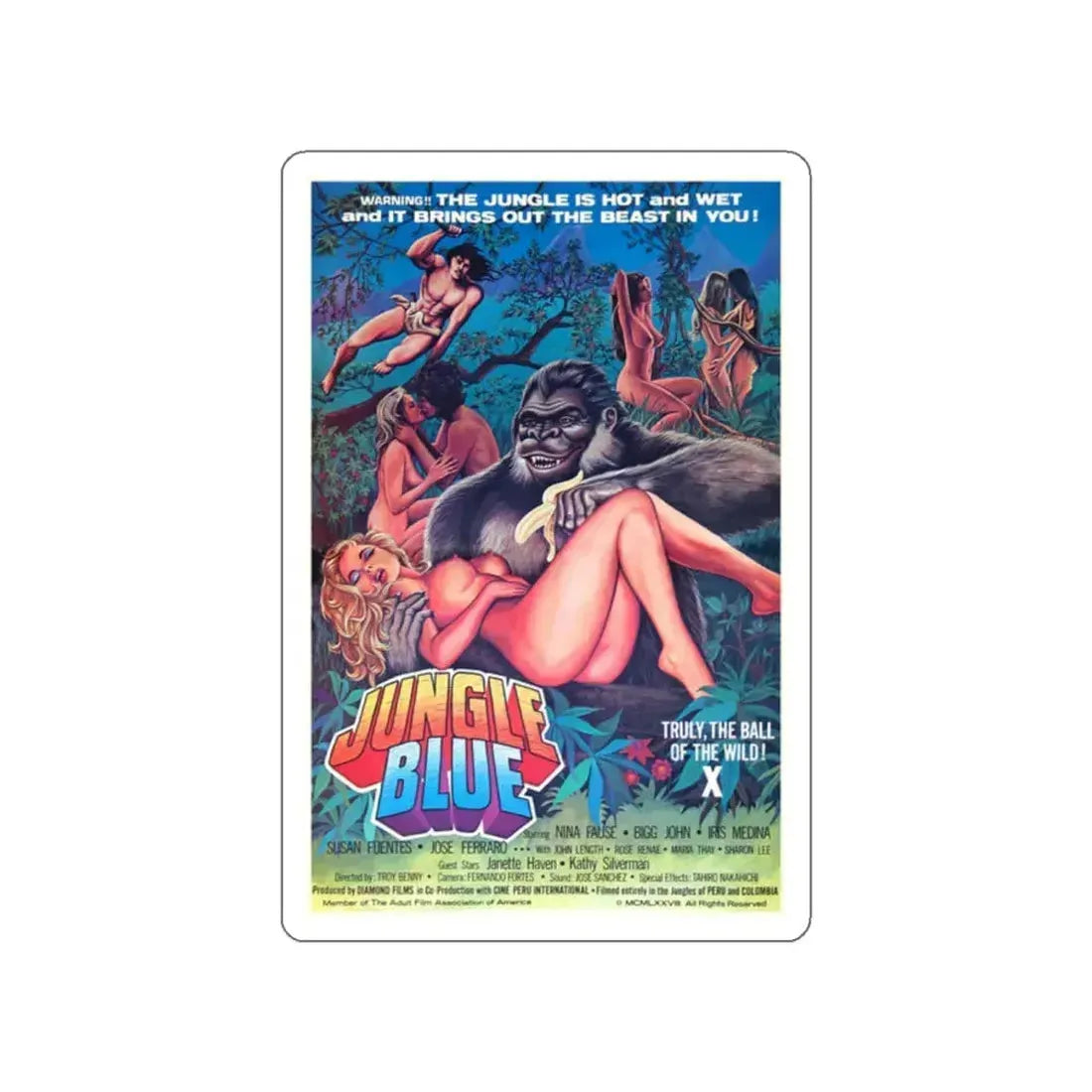 JUNGLE BLUE 1978 Movie Poster STICKER Vinyl Die-Cut Decal 2 Inch - The Sticker Space