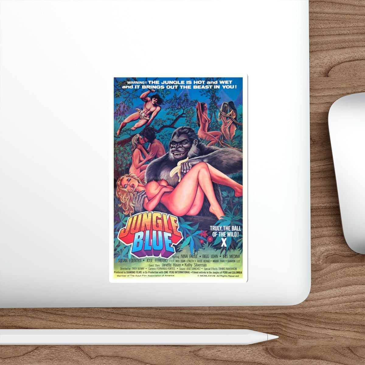 JUNGLE BLUE 1978 Movie Poster STICKER Vinyl Die-Cut Decal-The Sticker Space