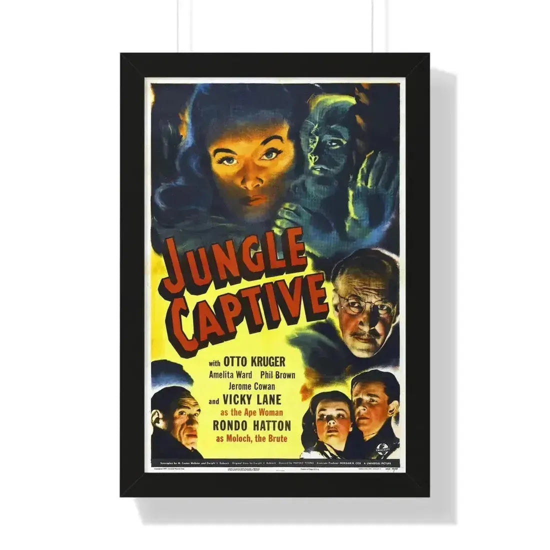 JUNGLE CAPTIVE 1945 - Framed Movie Poster 16″ x 24″ Black - The Sticker Space