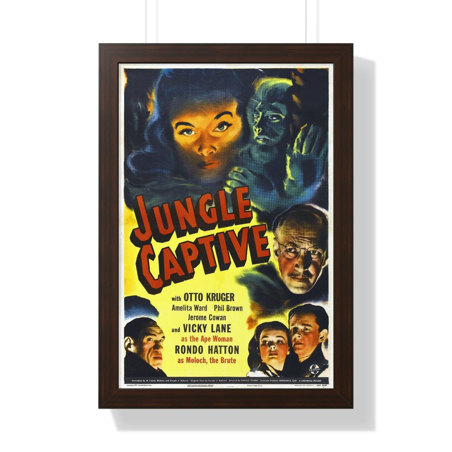 JUNGLE CAPTIVE 1945 - Framed Movie Poster-16″ x 24″-The Sticker Space