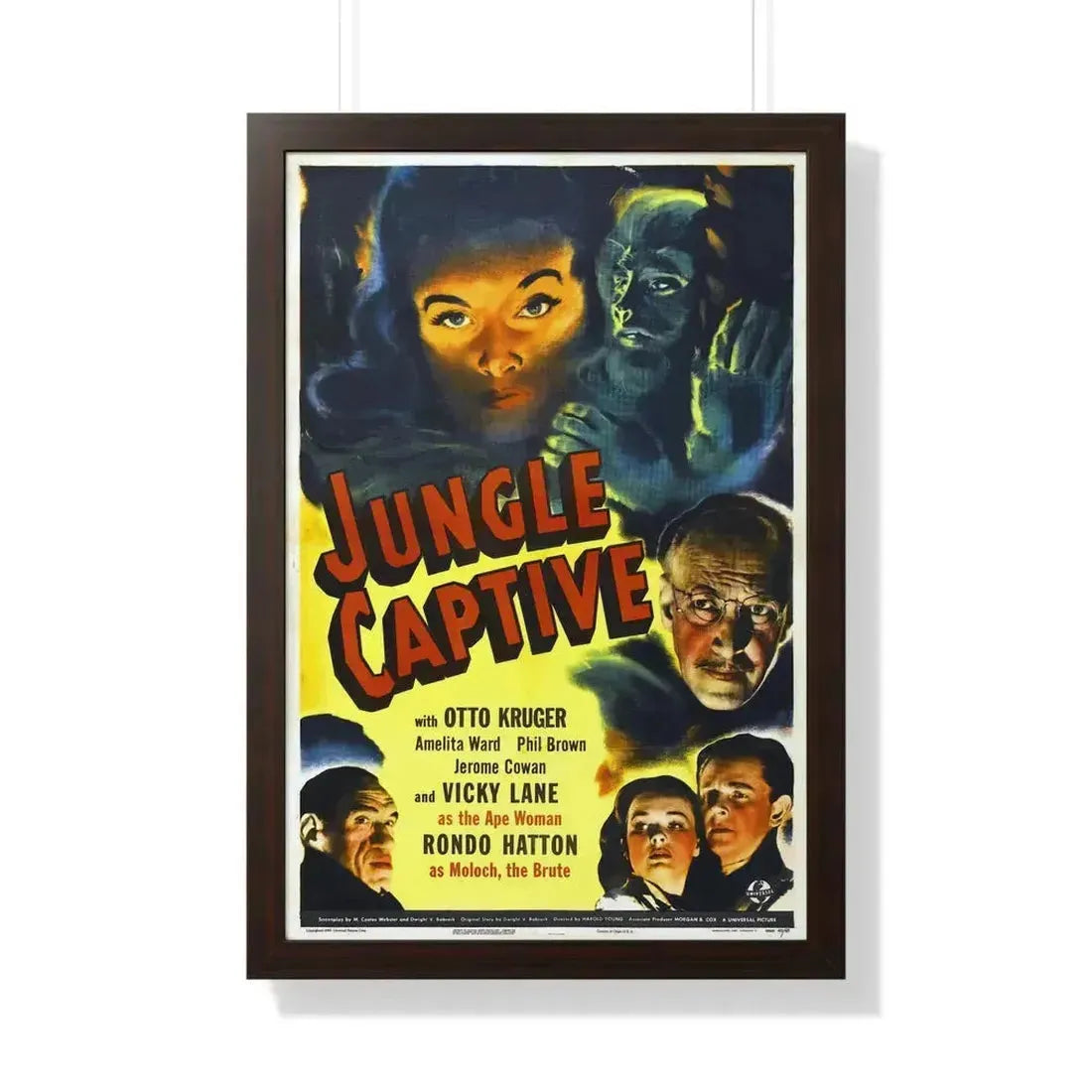 JUNGLE CAPTIVE 1945 - Framed Movie Poster 20" x 30" Walnut - The Sticker Space