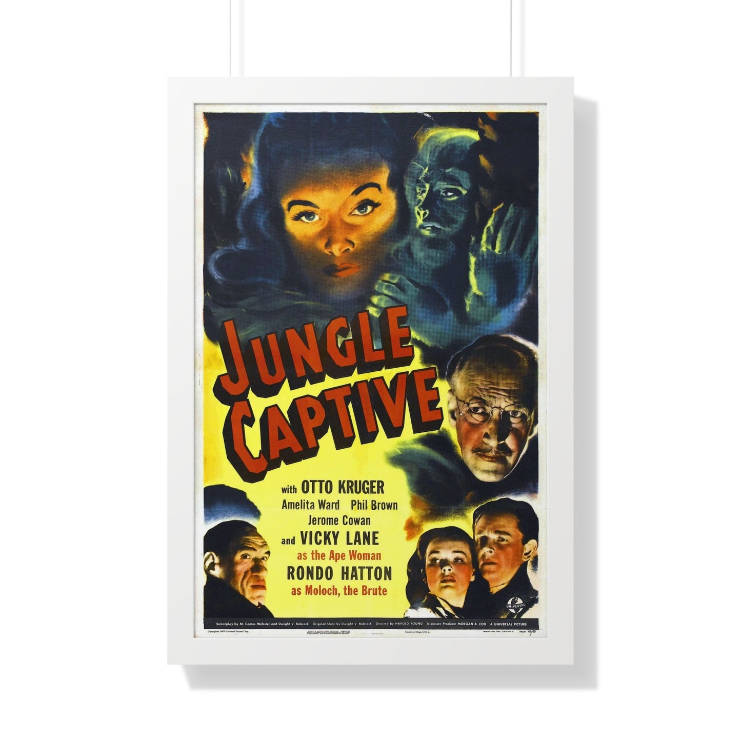 JUNGLE CAPTIVE 1945 - Framed Movie Poster-20" x 30"-The Sticker Space