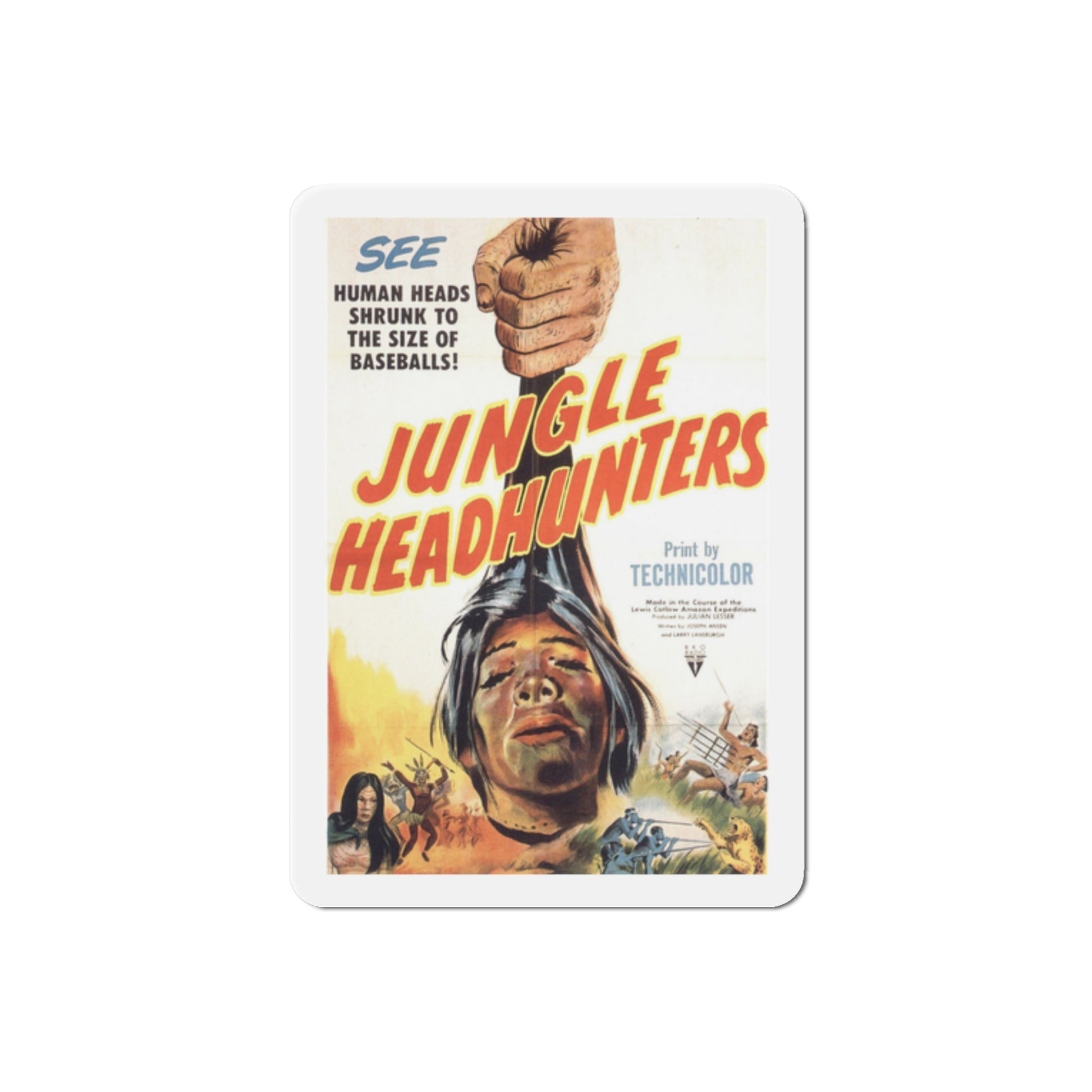 Jungle Headhunters 1951 Movie Poster Die-Cut Magnet-2 Inch-The Sticker Space