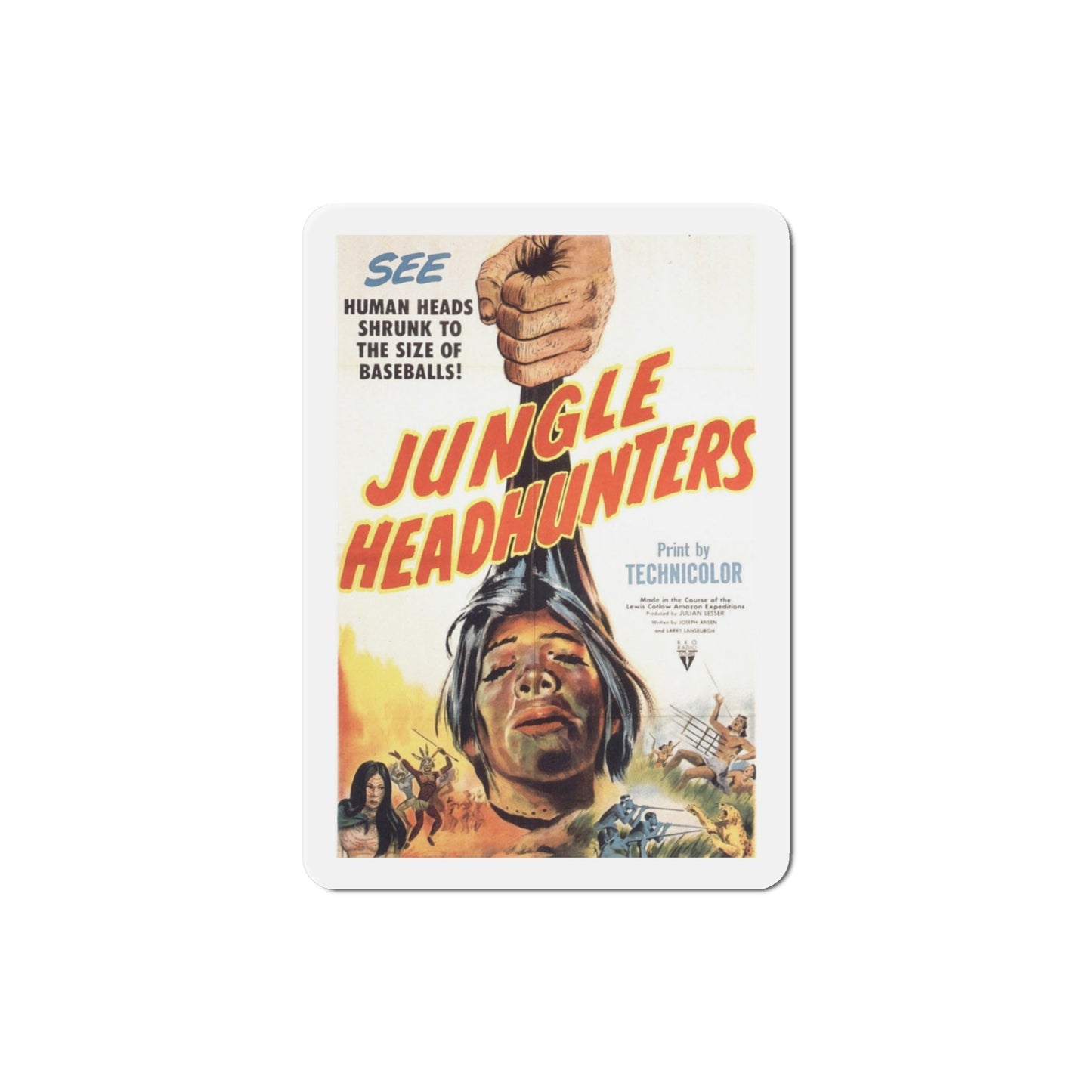 Jungle Headhunters 1951 Movie Poster Die-Cut Magnet-3 Inch-The Sticker Space